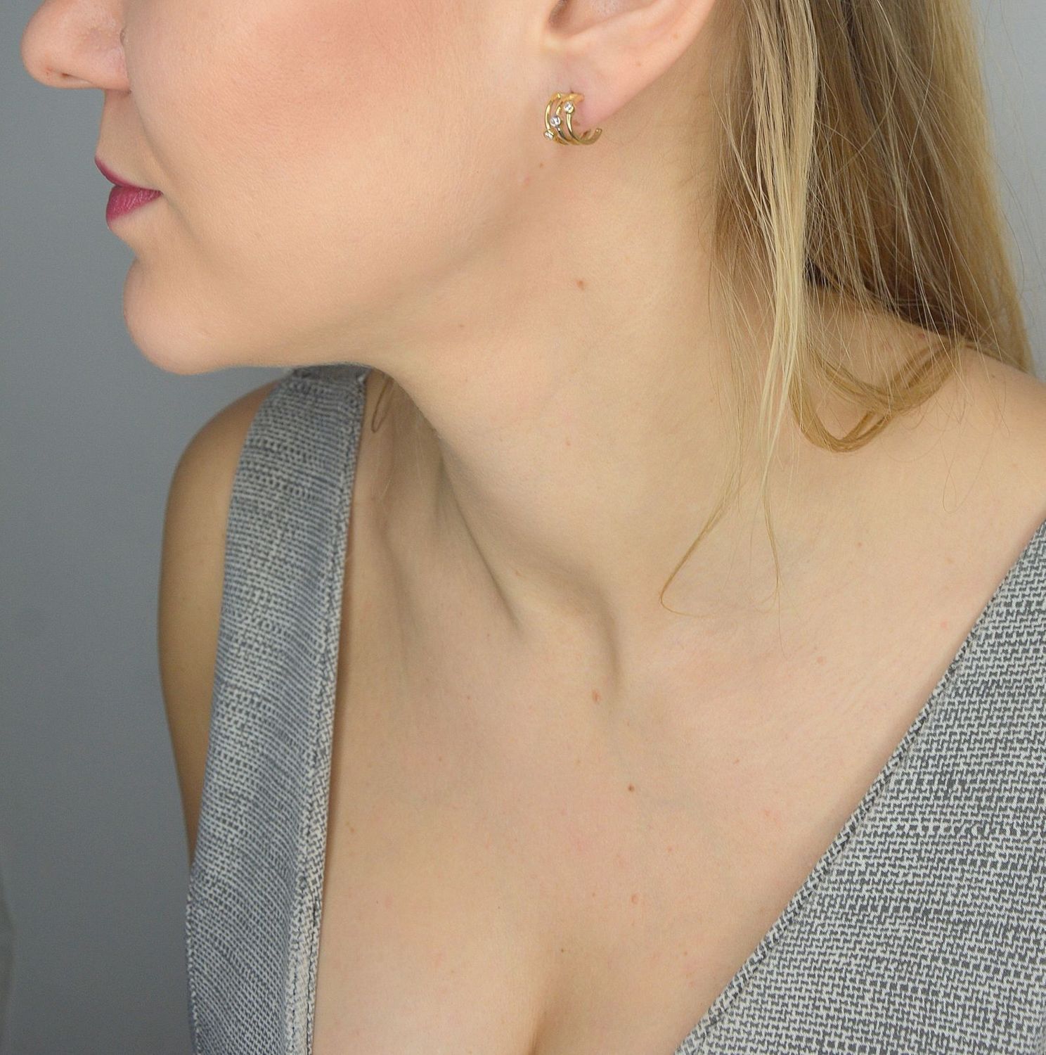 Złote kolczyki 333 'potrójne cyrkonie' KL 6519.jpg